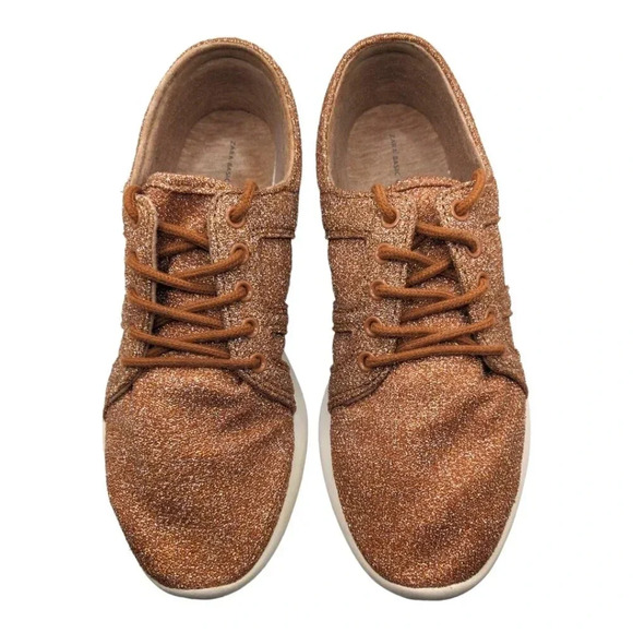 Zara Basic Collection Womens Lace Up Shiny Sparkly Rose Gold Sneakers Size 8 - Picture 10 of 13